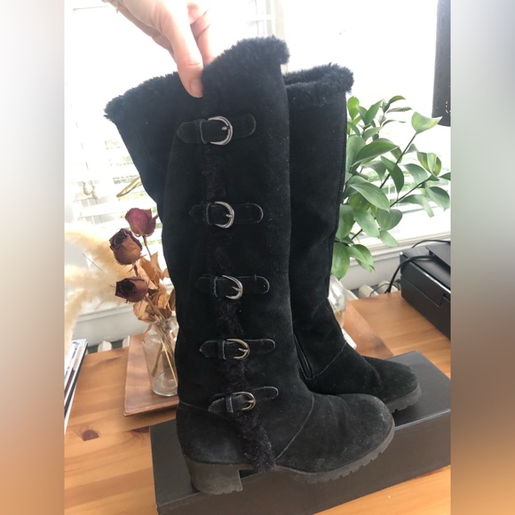 Aerosoles Leather Fur Lined Double Zipper Winter Boot, Size 7.5 Black - Picture 2 of 8